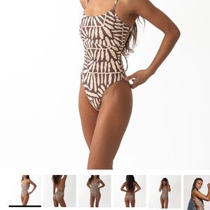 Stylish Brown Patterned One Piece Swimsuit